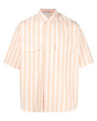 Мужская оранжевая рубашка с коротким рукавом в вертикальную полоску от Levi's Made & Crafted
