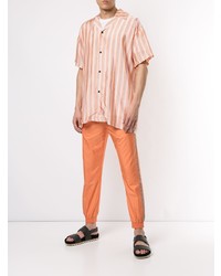 Мужская оранжевая рубашка с коротким рукавом в вертикальную полоску от Astrid Andersen