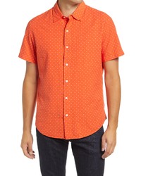 Оранжевая рубашка с коротким рукавом в горошек
