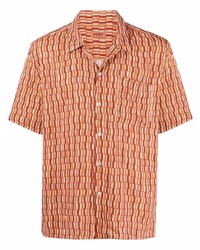 Мужская оранжевая рубашка с коротким рукавом в клетку от Missoni