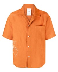 Мужская оранжевая рубашка с коротким рукавом с вышивкой от Bethany Williams