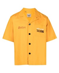 Мужская оранжевая рубашка с коротким рукавом с вышивкой от GALLERY DEPT.