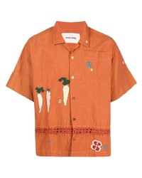 Мужская оранжевая рубашка с коротким рукавом с вышивкой от Story Mfg.