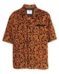 Мужская оранжевая рубашка с коротким рукавом с геометрическим рисунком от Marine Serre