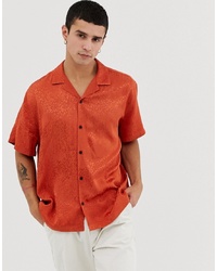 Оранжевая рубашка с коротким рукавом с леопардовым принтом