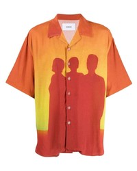 Мужская оранжевая рубашка с коротким рукавом с принтом от Bonsai