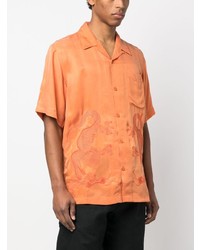 Мужская оранжевая рубашка с коротким рукавом с принтом от Maharishi