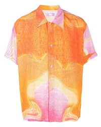 Мужская оранжевая рубашка с коротким рукавом с принтом от ERL