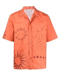 Мужская оранжевая рубашка с коротким рукавом с принтом от Family First