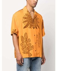 Мужская оранжевая рубашка с коротким рукавом с принтом от Jacquemus