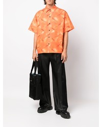 Мужская оранжевая рубашка с коротким рукавом с принтом от MSGM