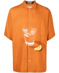Мужская оранжевая рубашка с коротким рукавом с принтом от Jacquemus