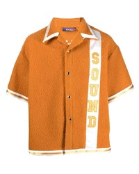 Мужская оранжевая рубашка с коротким рукавом с принтом от Just Don
