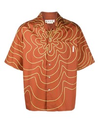 Мужская оранжевая рубашка с коротким рукавом с принтом от Marni