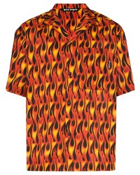 Мужская оранжевая рубашка с коротким рукавом с принтом от Palm Angels