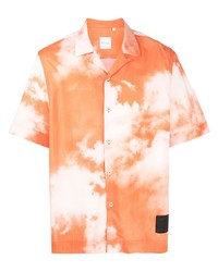 Мужская оранжевая рубашка с коротким рукавом с принтом от Paul Smith
