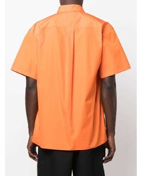 Мужская оранжевая рубашка с коротким рукавом с принтом от Moschino