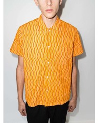 Мужская оранжевая рубашка с коротким рукавом с принтом от Bode