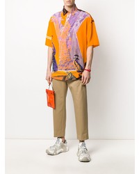 Мужская оранжевая рубашка с коротким рукавом с принтом от Valentino