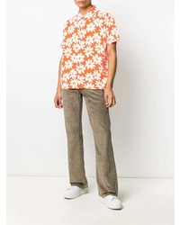 Мужская оранжевая рубашка с коротким рукавом с цветочным принтом от ERL
