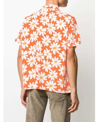 Мужская оранжевая рубашка с коротким рукавом с цветочным принтом от ERL