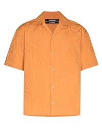 Мужская оранжевая рубашка с коротким рукавом с цветочным принтом от Jacquemus