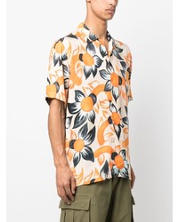Мужская оранжевая рубашка с коротким рукавом с цветочным принтом от Endless Joy