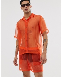 Мужская оранжевая рубашка с коротким рукавом от ASOS DESIGN