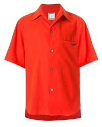 Мужская оранжевая рубашка с коротким рукавом от Wooyoungmi