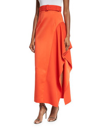 Оранжевая сатиновая юбка