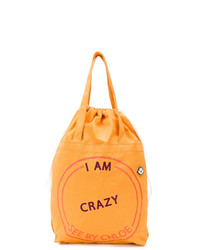 Оранжевая сумка-мешок из плотной ткани с принтом от See by Chloe