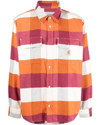 Мужская оранжевая фланелевая рубашка с длинным рукавом в клетку от Carhartt WIP