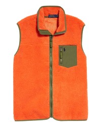 Оранжевая флисовая куртка без рукавов