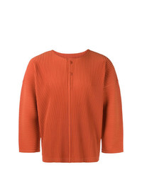Мужская оранжевая футболка на пуговицах от Homme Plissé Issey Miyake