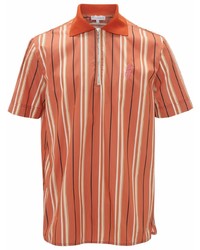 Оранжевая футболка-поло в вертикальную полоску