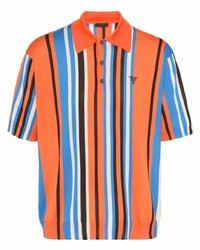 Мужская оранжевая футболка-поло в вертикальную полоску от Prada