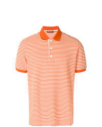 Оранжевая футболка-поло в горизонтальную полоску