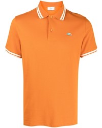 Мужская оранжевая футболка-поло в горизонтальную полоску от Etro