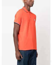 Мужская оранжевая футболка-поло в горизонтальную полоску от Moncler