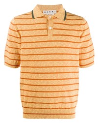 Мужская оранжевая футболка-поло в горизонтальную полоску от Marni