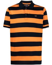 Мужская оранжевая футболка-поло в горизонтальную полоску от Paul & Shark