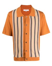 Мужская оранжевая футболка-поло в горизонтальную полоску от SASQUATCHfabrix.