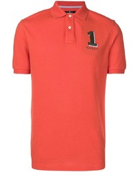Оранжевая футболка-поло с вышивкой