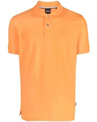 Мужская оранжевая футболка-поло с вышивкой от BOSS