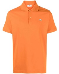 Мужская оранжевая футболка-поло с вышивкой от Etro