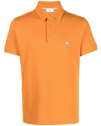 Мужская оранжевая футболка-поло с вышивкой от Etro