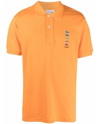 Мужская оранжевая футболка-поло с вышивкой от Lacoste