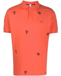 Мужская оранжевая футболка-поло с вышивкой от Sun 68