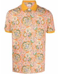 Мужская оранжевая футболка-поло с "огурцами" от Etro