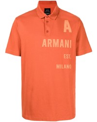 Мужская оранжевая футболка-поло с принтом от Armani Exchange